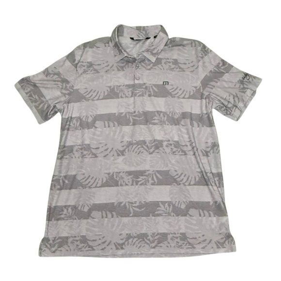 Travis Mathew Golf Polo Shirt Men’s Sz XL Gray Floral Hawaiian Short Sleeve - Picture 1 of 9